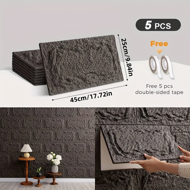 5pcs 3D Decorative Wall Panel 45x25cm