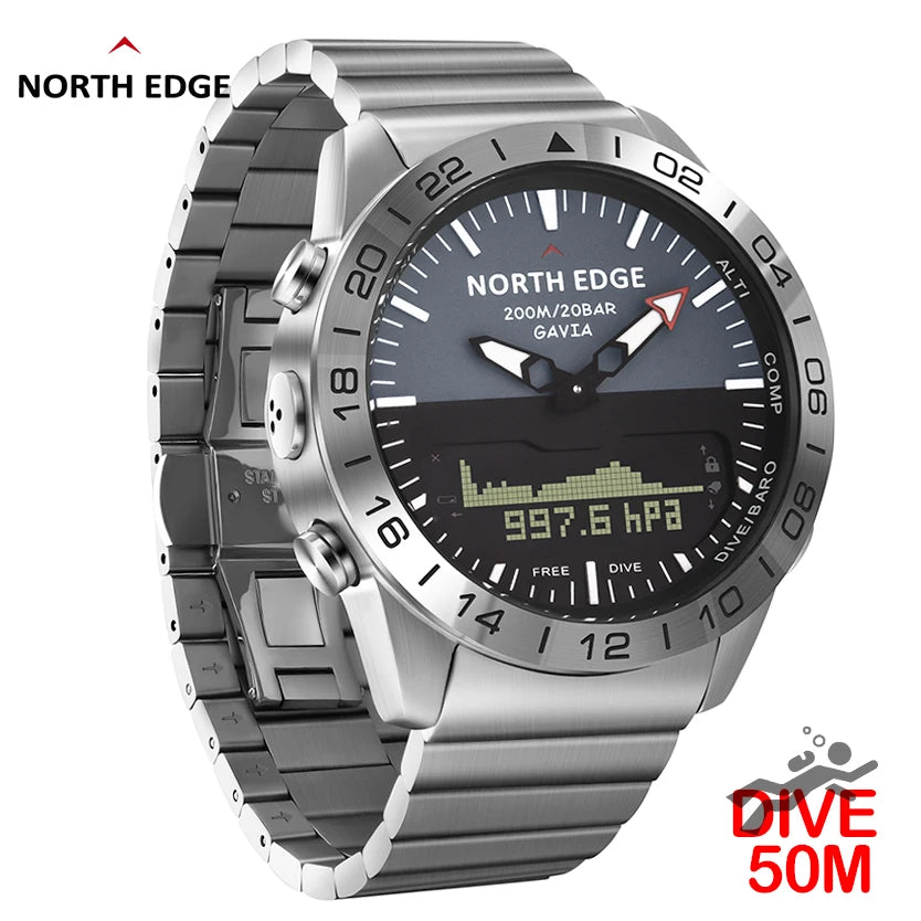 NORTH EDGE Stainless Steel Digital Diving Watch