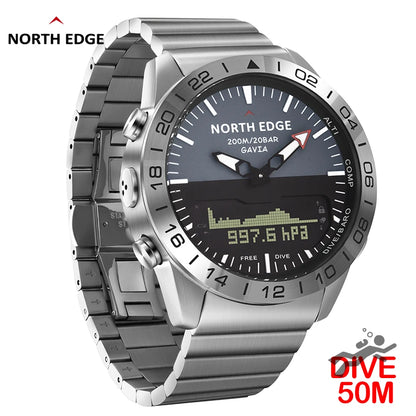 NORTH EDGE Stainless Steel Digital Diving Watch