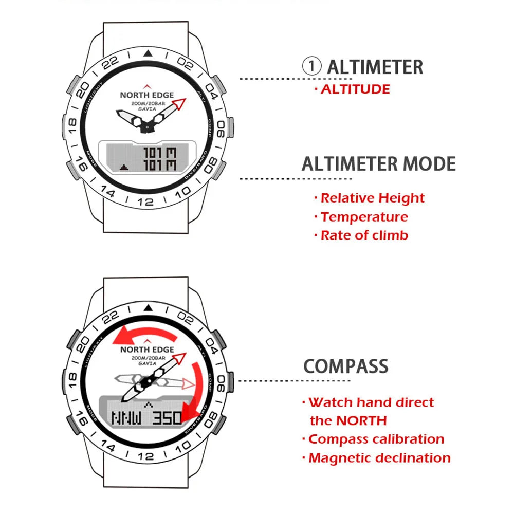 NORTH EDGE Stainless Steel Digital Diving Watch