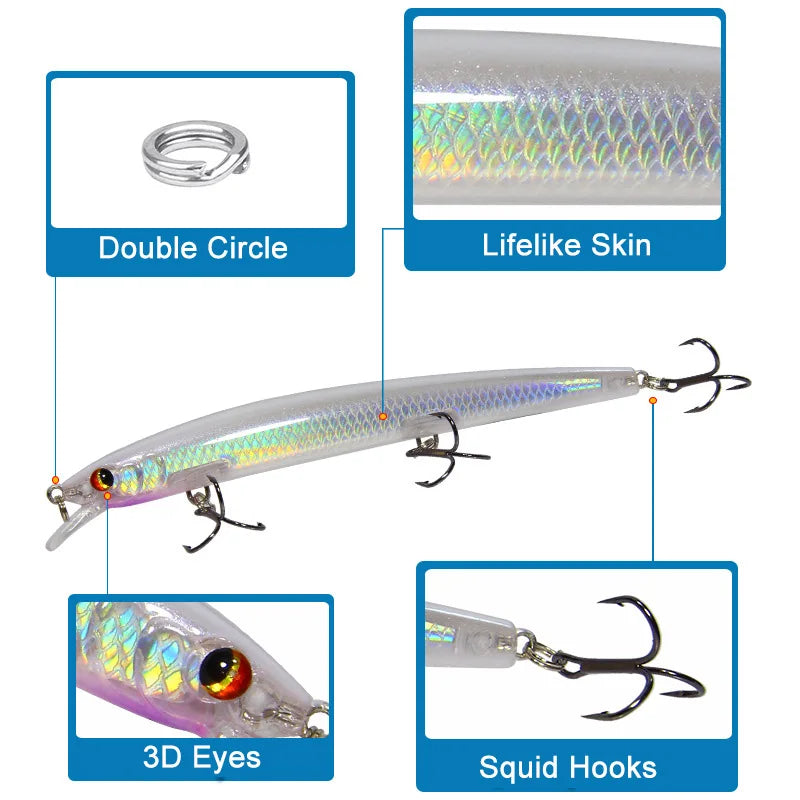 1Pc Minnow Fishing Lure Longcast 13.5cm 15.4g