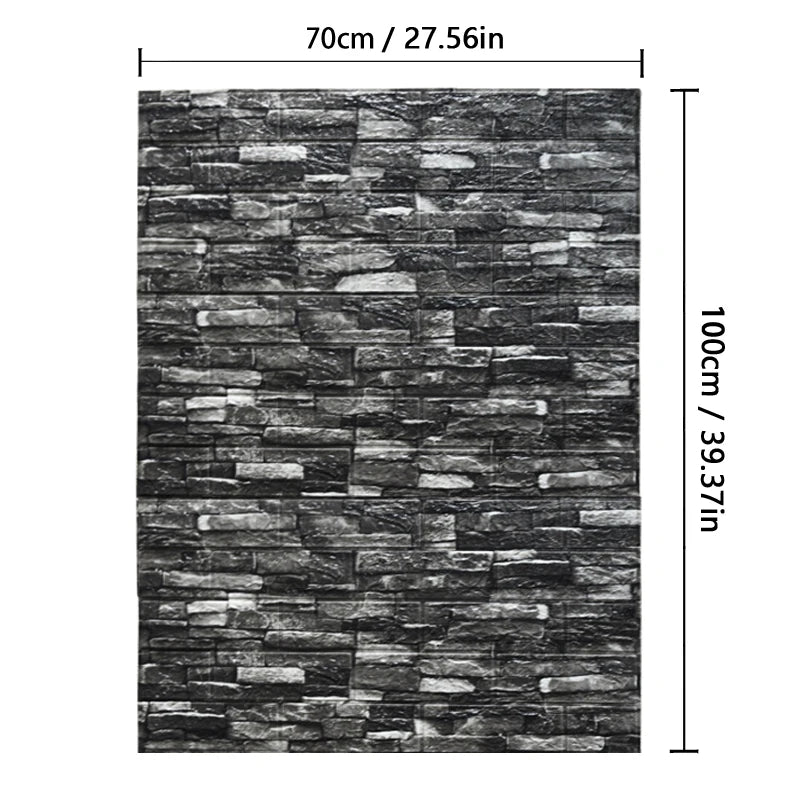 70cmx3m/5m/10m Wallpaper Brick 3D Sticker