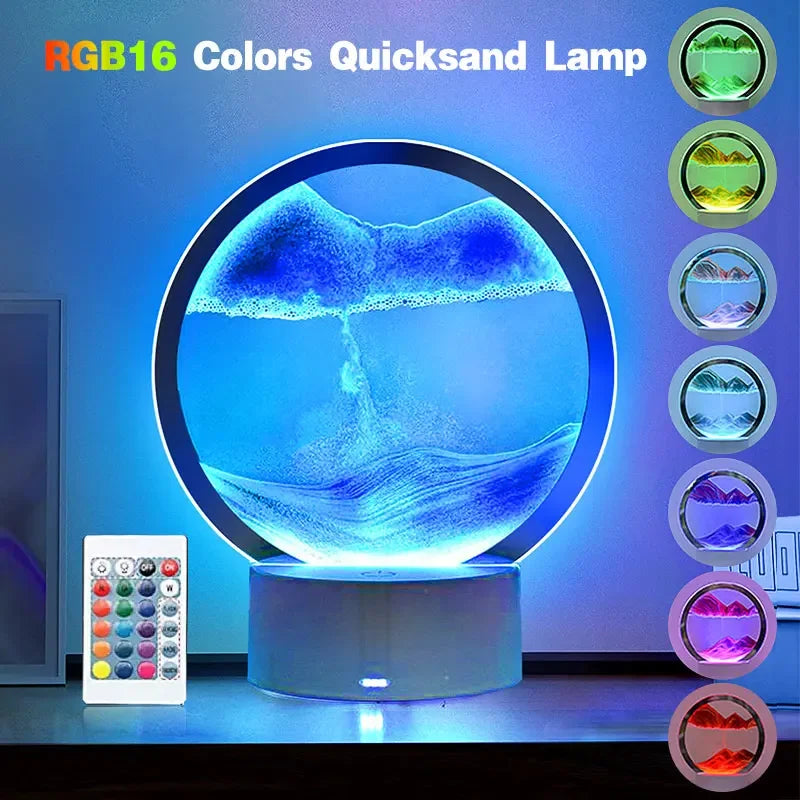 LED RGB Sandscape Lamp 3D Moving Sand