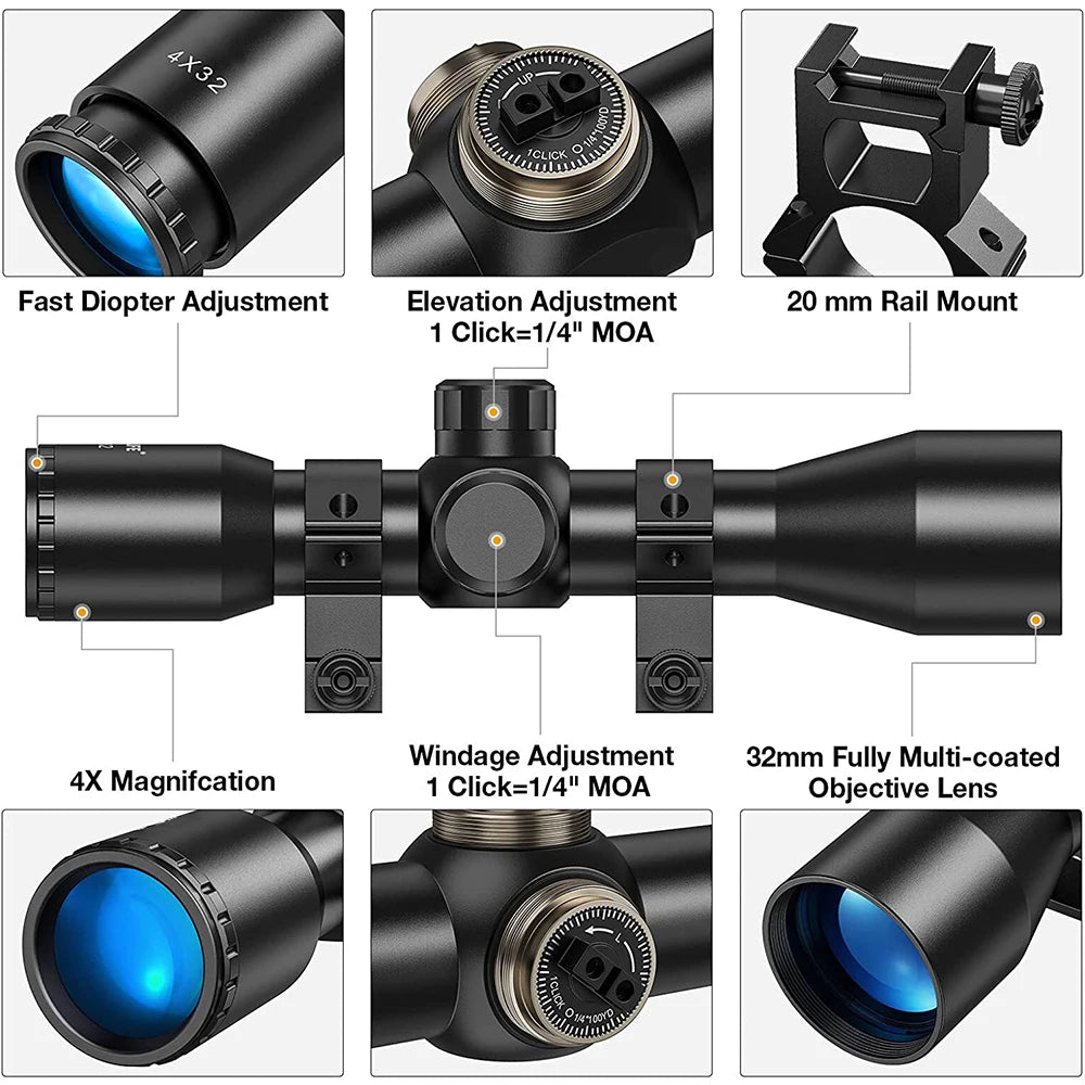 4X32 Compact Scope Mil-dot Crosshair