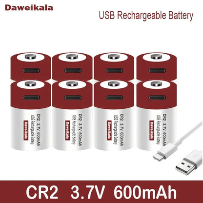 3.7V Lithium CR2 USB Rechargeable Battery +Free C-type Cable