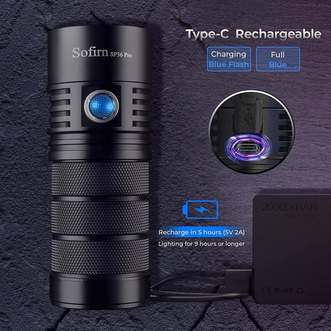 Sofirn SP36 Pro 8000lm Rechargeable 18650 Torch