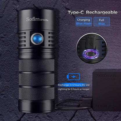 Sofirn SP36 Pro 8000lm Rechargeable 18650 Torch
