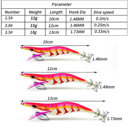 10Pcs Luminous Squid Hook Bait