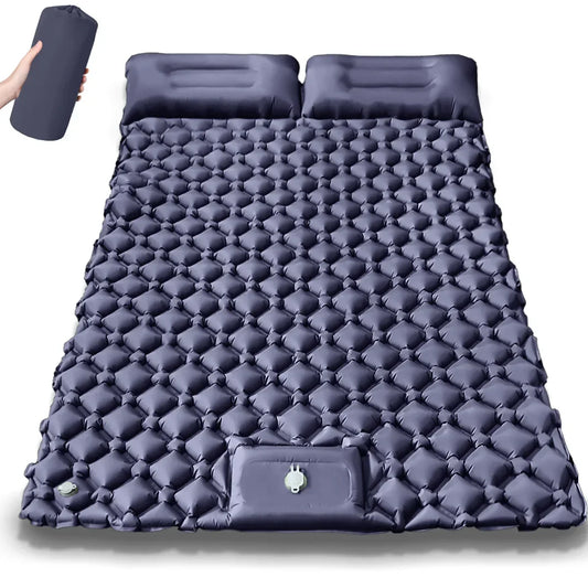 Double Inflatable Mattress with Built-in Pillow Pump