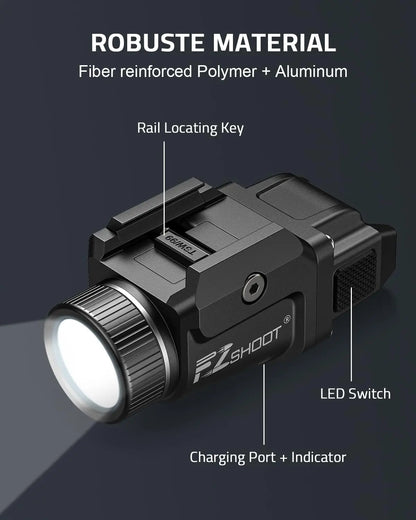 500 Lumens Pistol Rechargeable FlashLight EZ