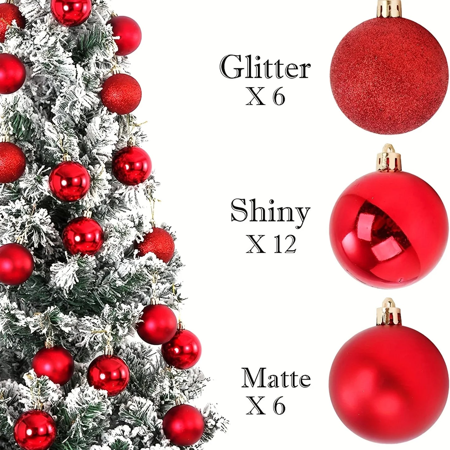 24Pcs Christmas Balls Ornaments for Xmas Christmas Tree