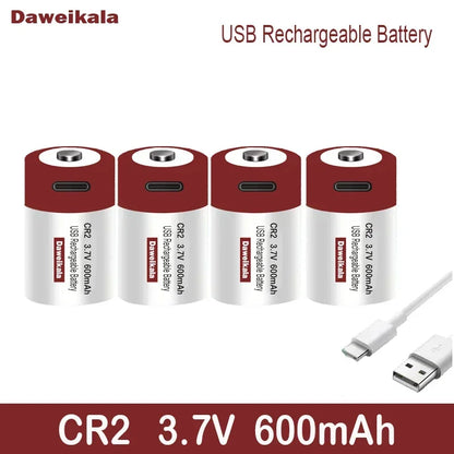 3.7V Lithium CR2 USB Rechargeable Battery +Free C-type Cable