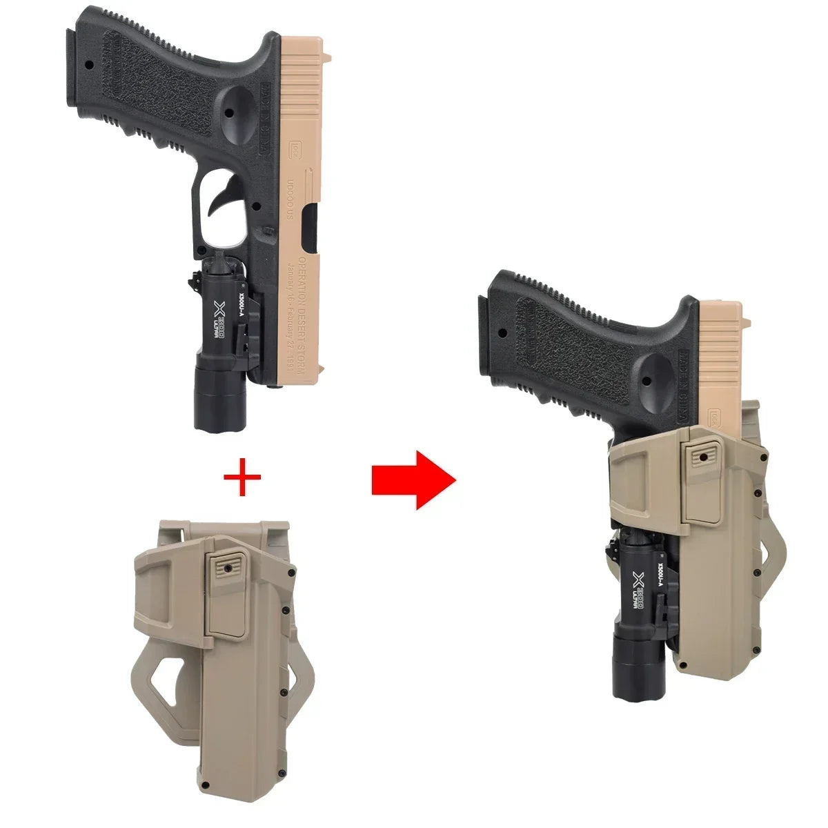 Glock 17 19 Holster Fit Surefire X400 X300 Flashlight