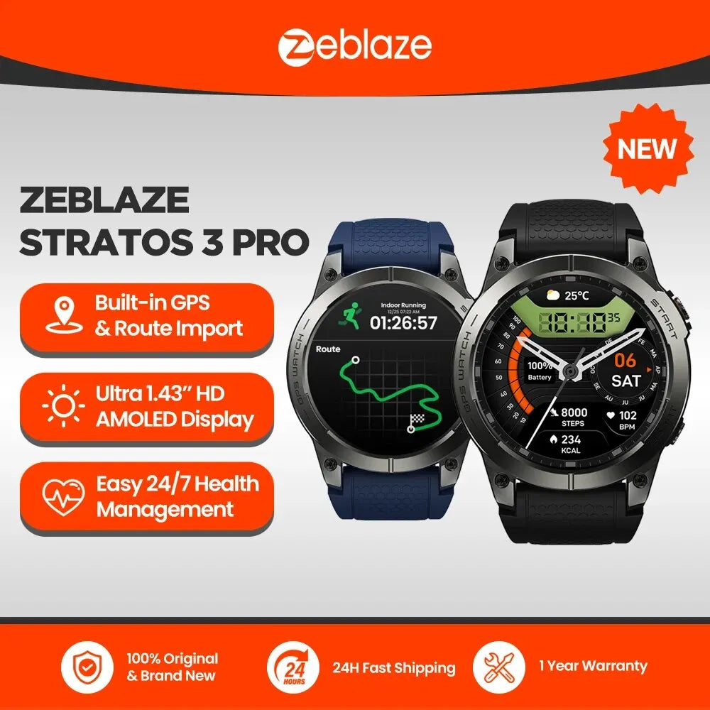 Zeblaze Stratos 3 PRO GPS Smart Watch 1.43”