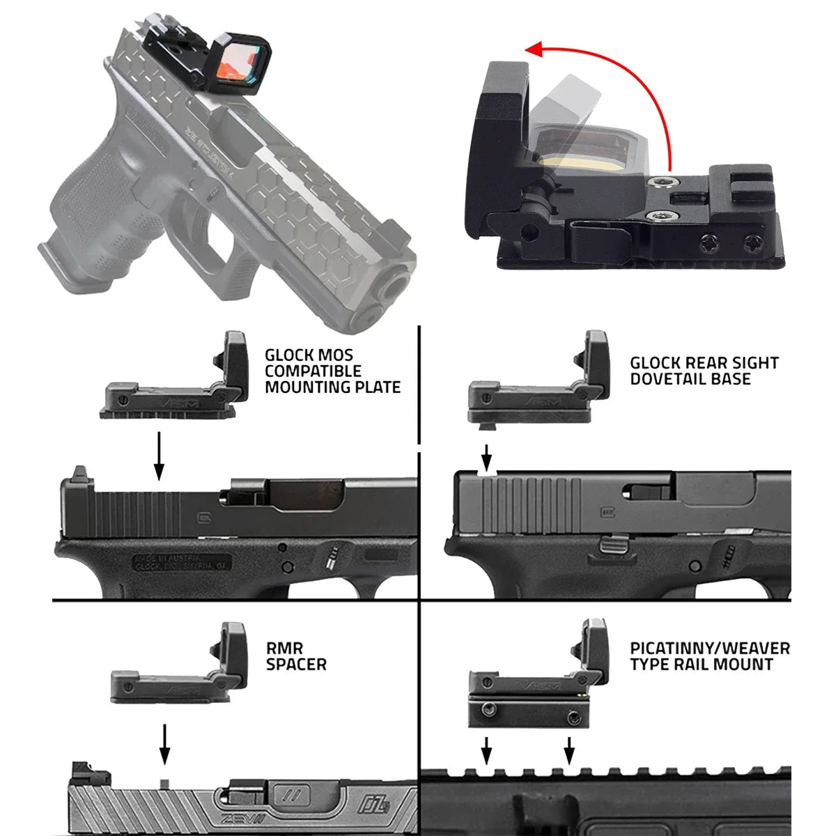 Flip Up Red Dot Sight For Glock