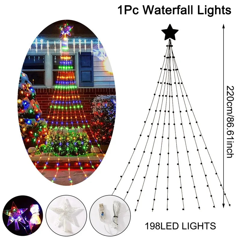 LED Star Waterfall Christmas Lights