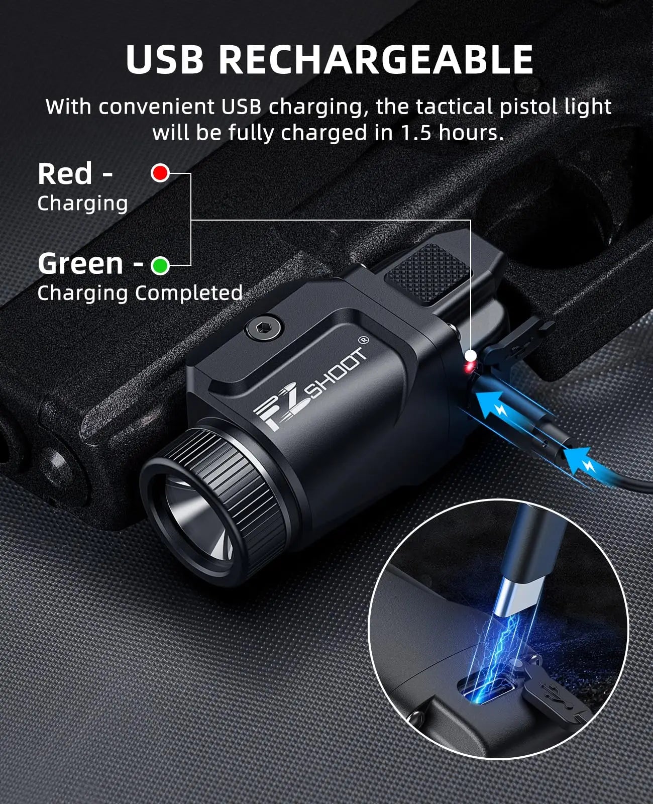 500 Lumens Pistol Rechargeable Light