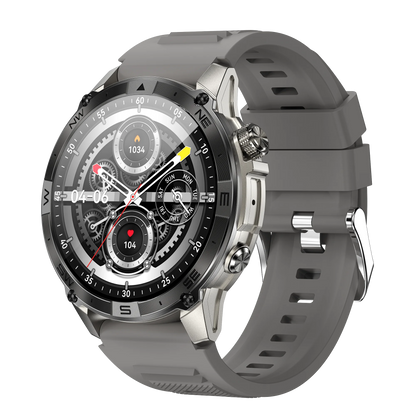 Smartwatch with a gray strap on a white background