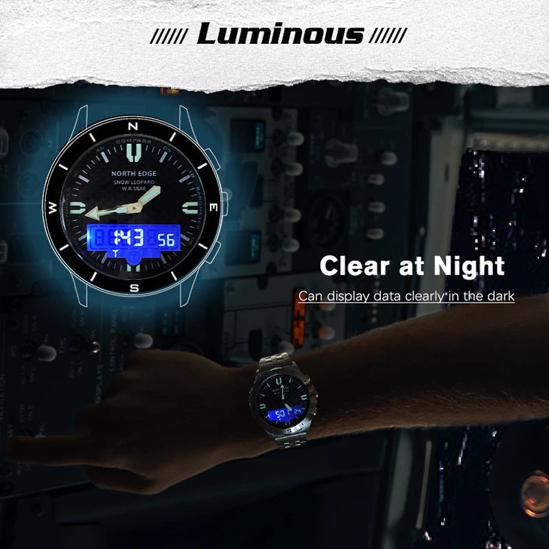 NORTH EDGE Digital Outdoor Sports Watch – Altimeter, Barometer & Compass