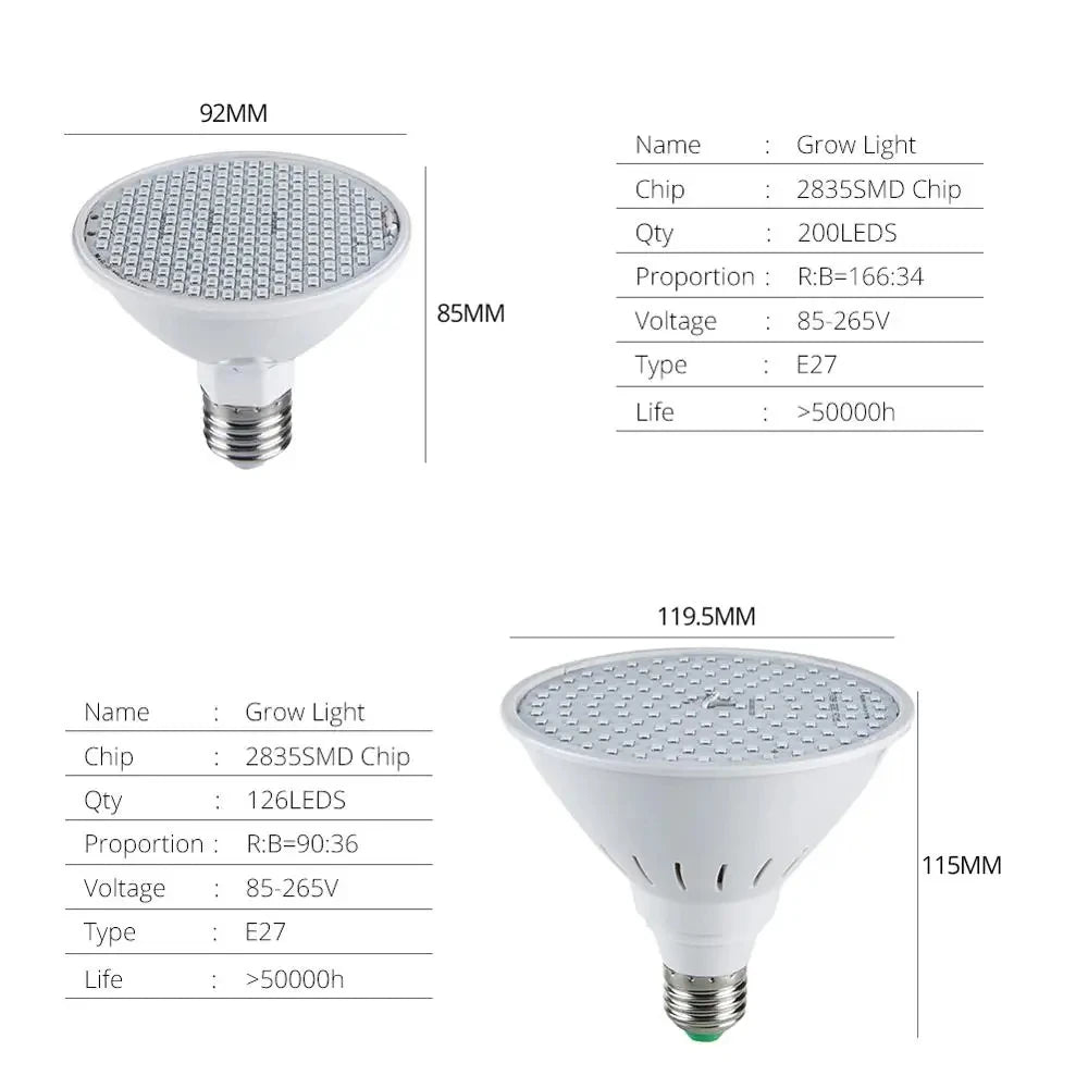 LED Grow Light E27 Full Spectrum Phyto Plant