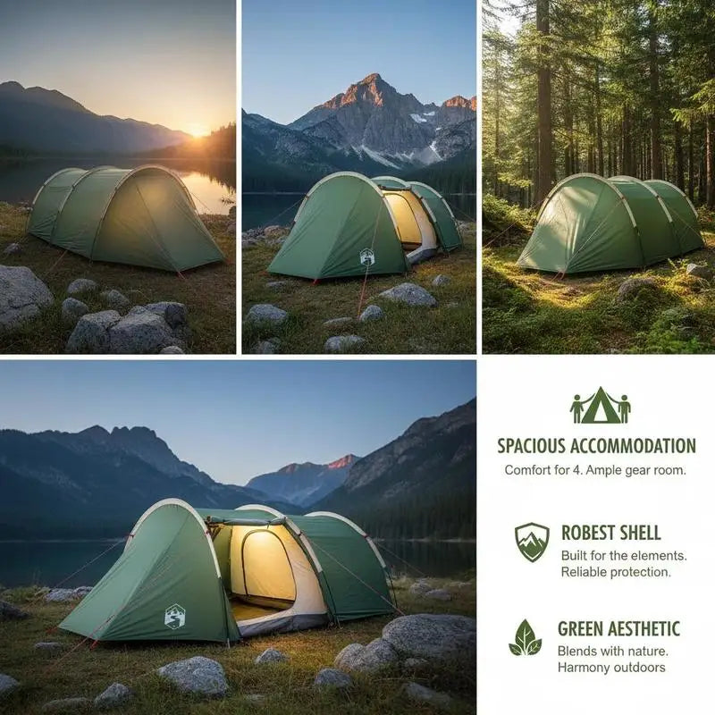 4-Season Tunnel Camping Tent for 4 People