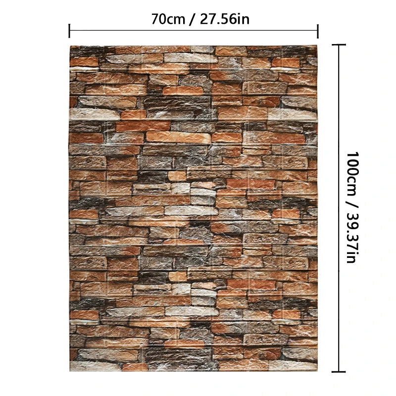 70cmx3m/5m/10m Wallpaper Brick 3D Sticker