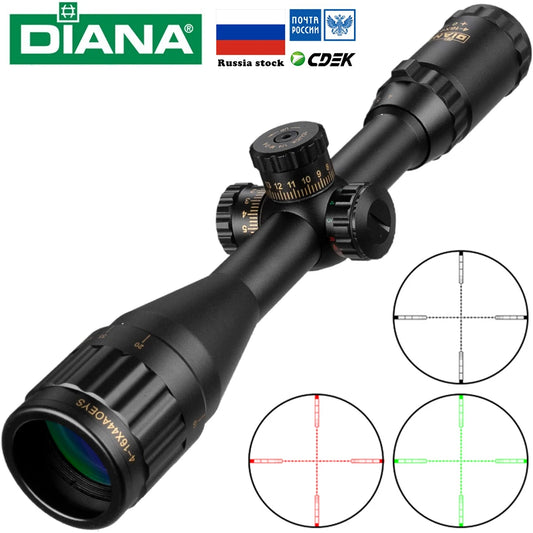 DIANA 4-16x44 Tactical Riflescope Optic Sight Πράσινο Κόκκινο Φωτιζόμενα Σκόπια Κυνηγιού Τοφέκι Sniper Sniper Airsoft Scope Scope