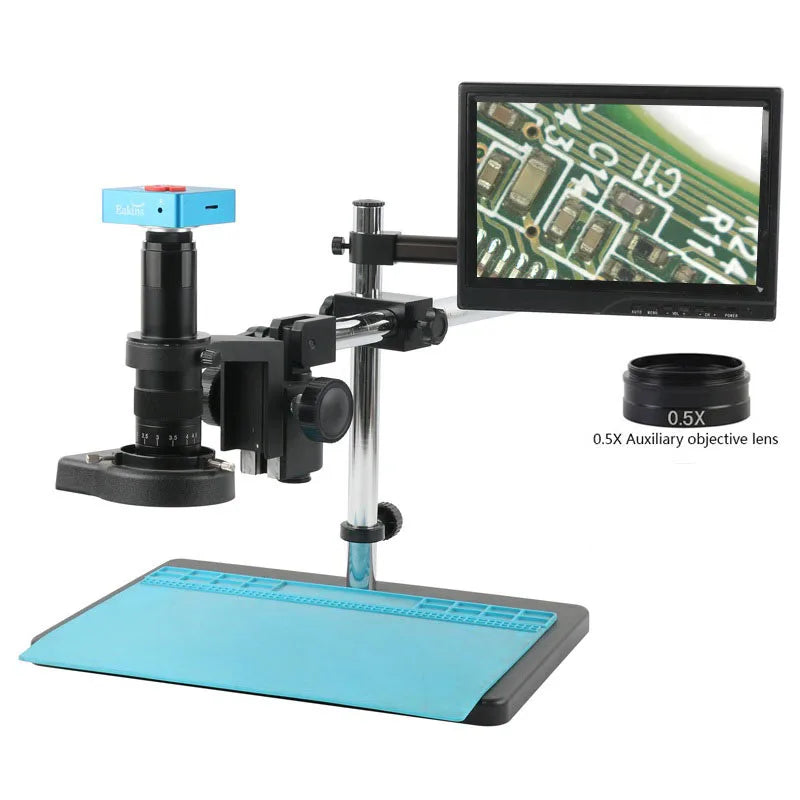 55MP 4K Industrial Microscope Stand 10.1 Inch Display Set