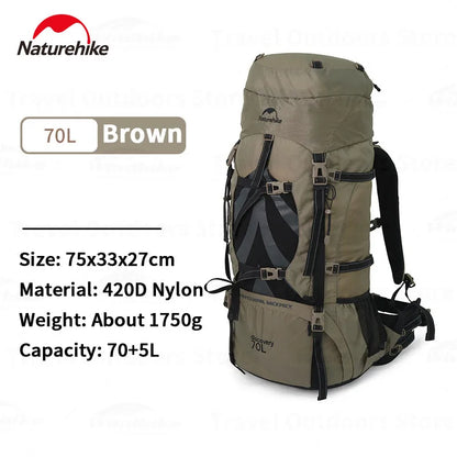 Naturehike 70+5L Camping Backpack Hiking