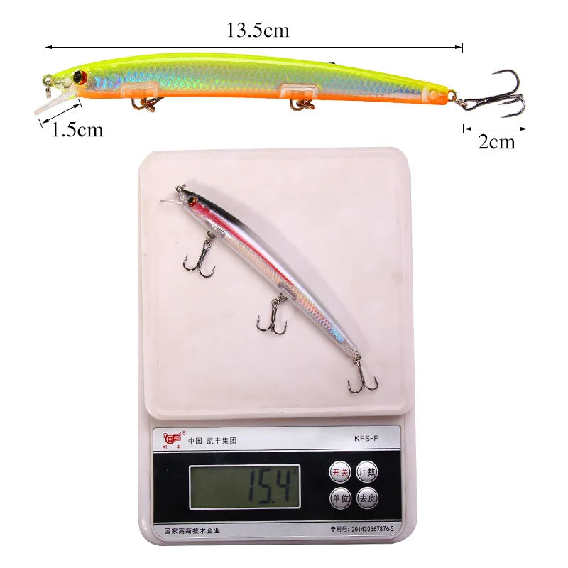 1Pc Minnow Fishing Lure Longcast 13.5cm 15.4g