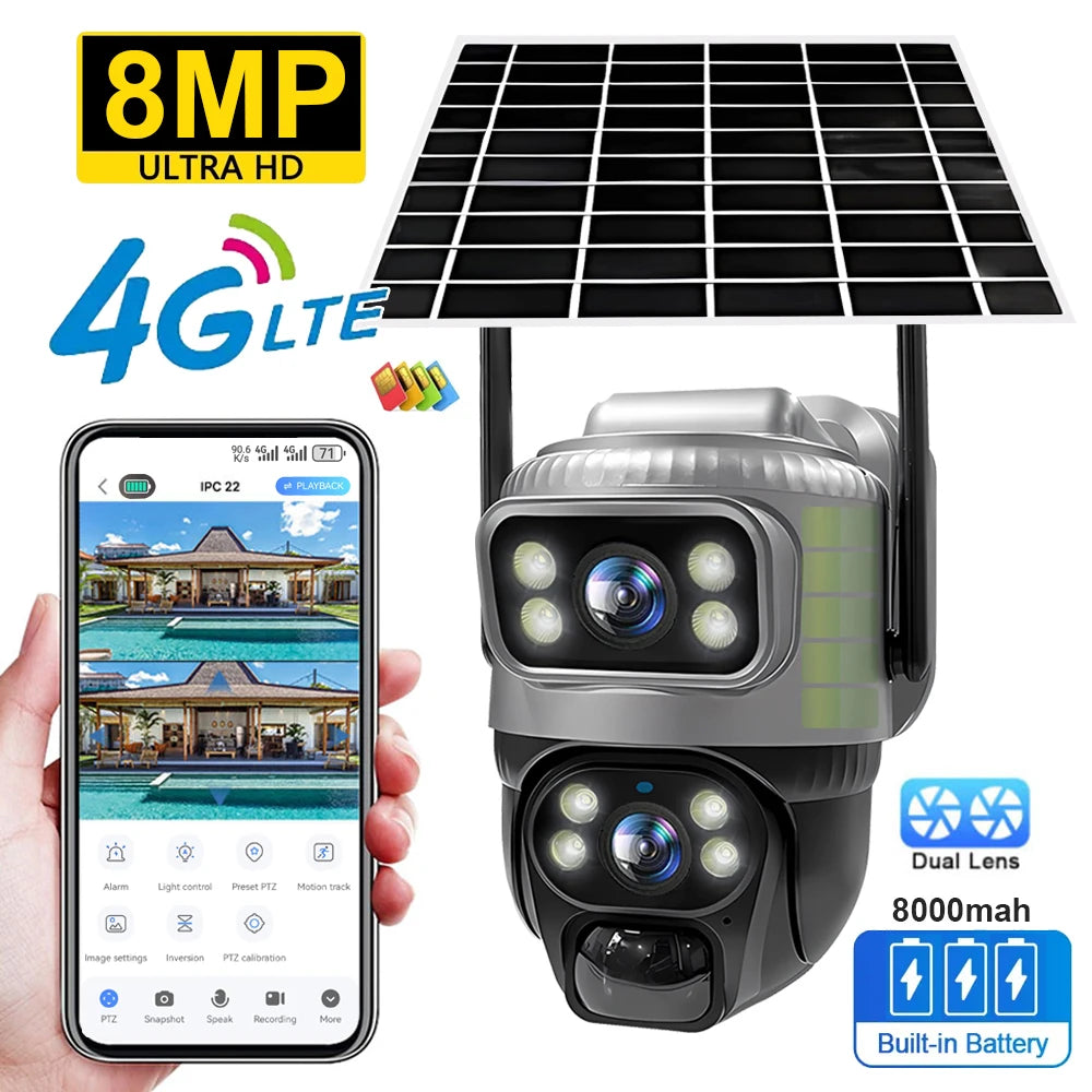 V380 Dual Lens 4G Solar Camera