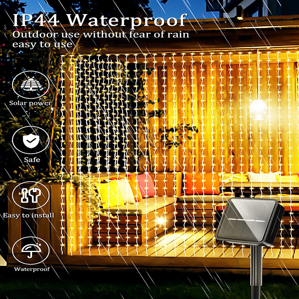 Outdoor Solar Curtain Light 300LED Waterproof