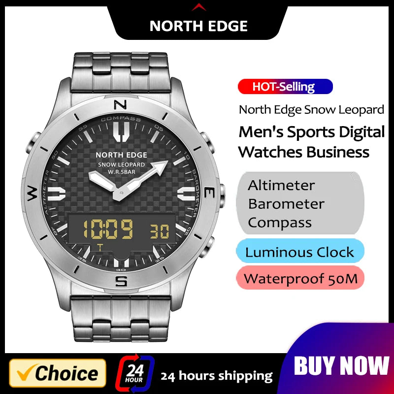 NORTH EDGE Digital Outdoor Sports Watch – Altimeter, Barometer & Compass