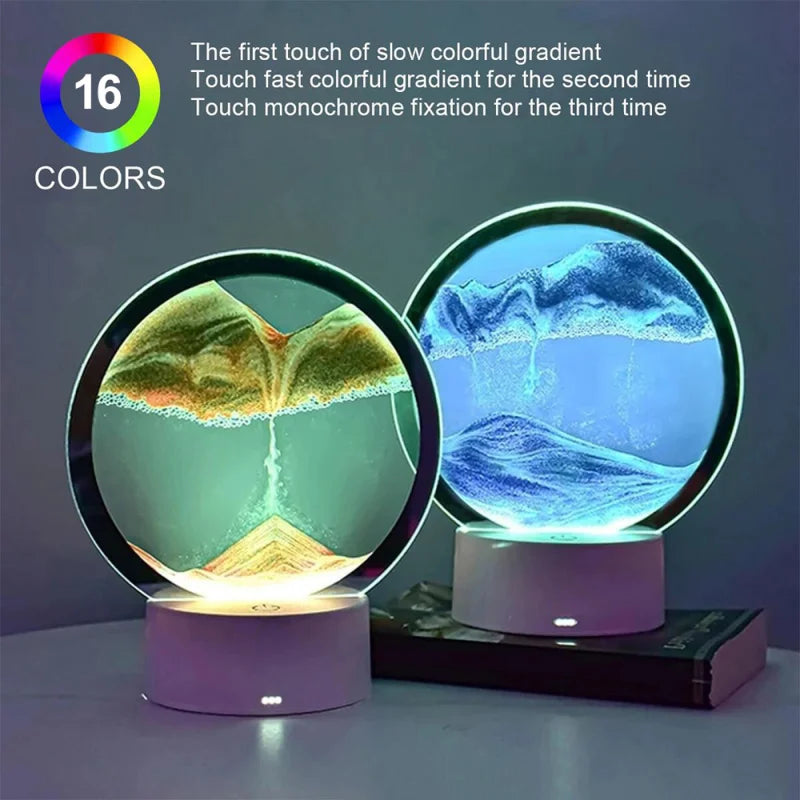 LED RGB Sandscape Lamp 3D Moving Sand