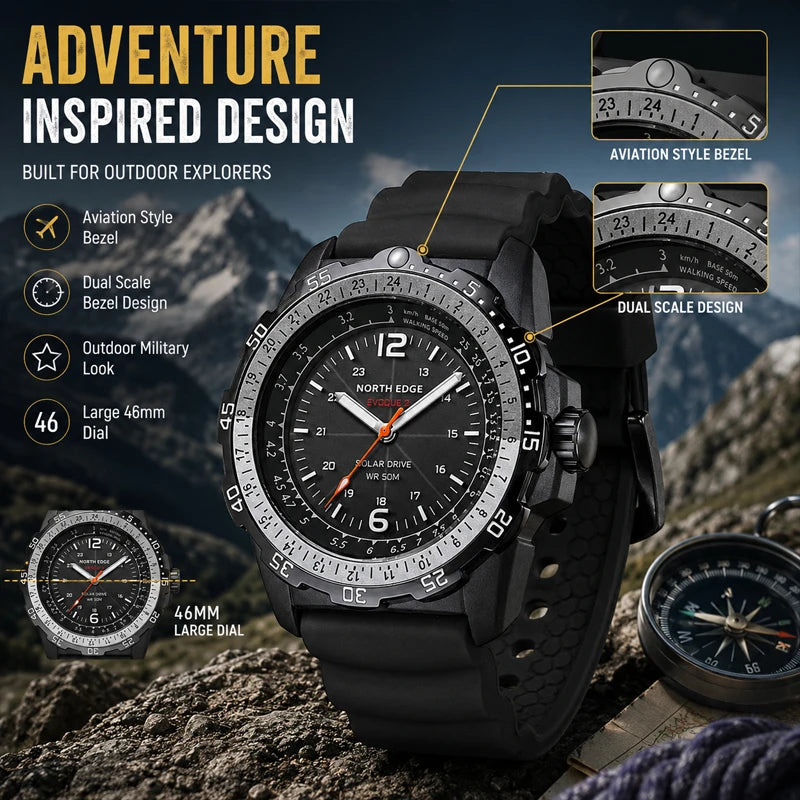 NORTH EDGE TRITON Men's Military-Inspired Stainless Steel Watch