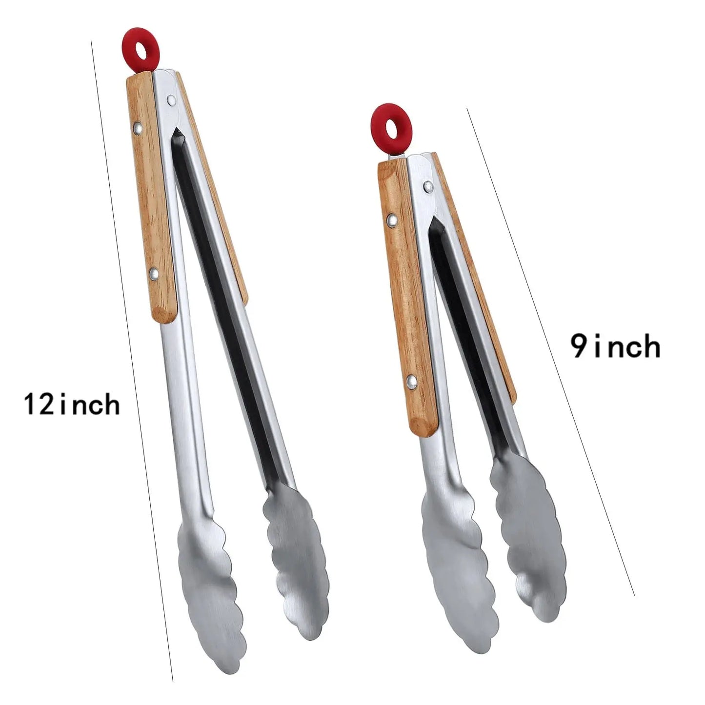 Stainless Steel Kitchen Tongs 9" and 12"