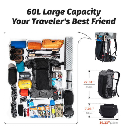 Naturehike Climbing Backpack 60+5L With Rain Cover