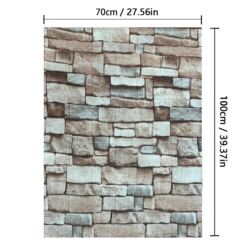 70cmx3m/5m/10m Wallpaper Brick 3D Sticker