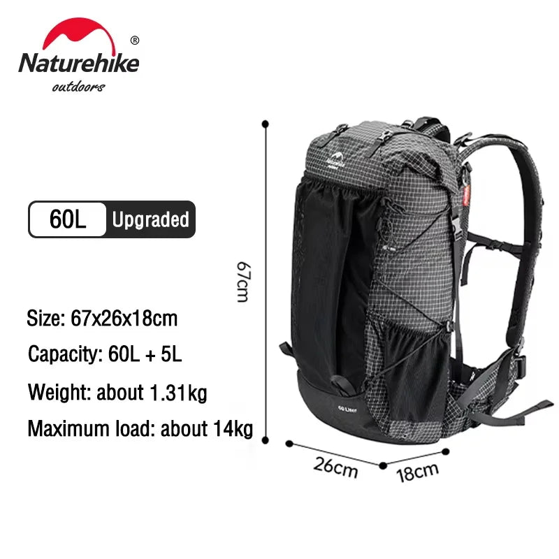 Naturehike Climbing Backpack 60+5L Camping Backpack