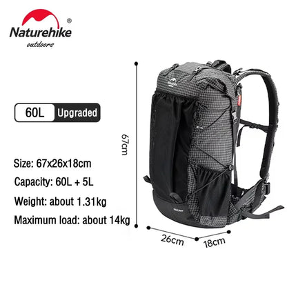 Naturehike Climbing Backpack 60+5L With Rain Cover