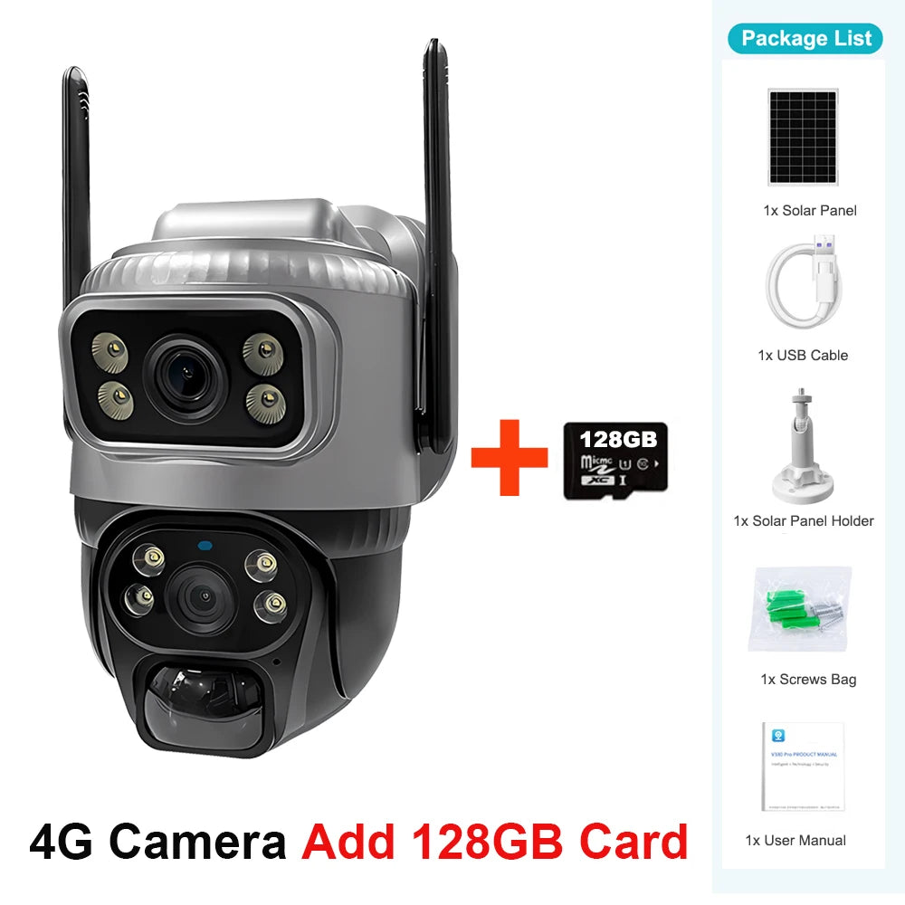 V380 Dual Lens 4G Solar Camera