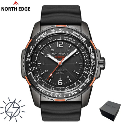 Black watch with detailed face and orange accents on a white background