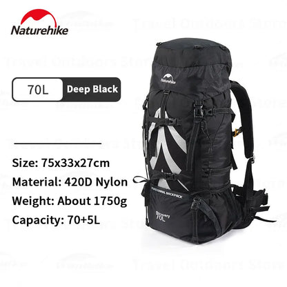 Naturehike 70+5L Camping Backpack Hiking