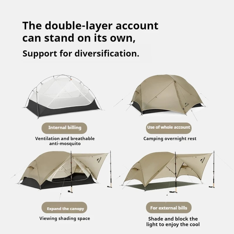 Naturehike Mongar UL Camping Tent 1-2 People 15D Nylon 3 Season