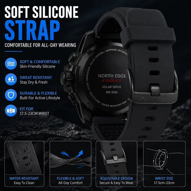 NORTH EDGE TRITON Men's Military-Inspired Stainless Steel Watch