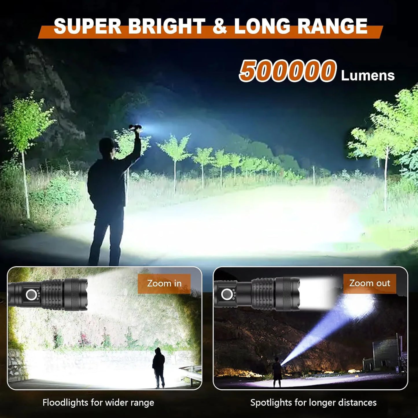 High Power Rechargeable Tactical Flashlight