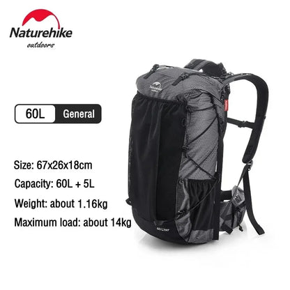 Naturehike Hiking Backpack Outdoor Sports Bag 60+5L