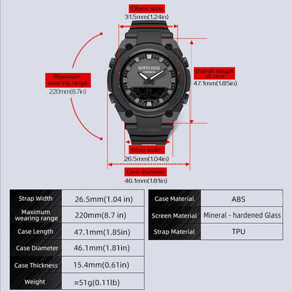 NORTH EDGE FORTRESS Men's Tactical Digital Sports Watch