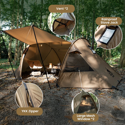 OneTigris Raven 2-Person 4-Season Tunnel Hot Tent