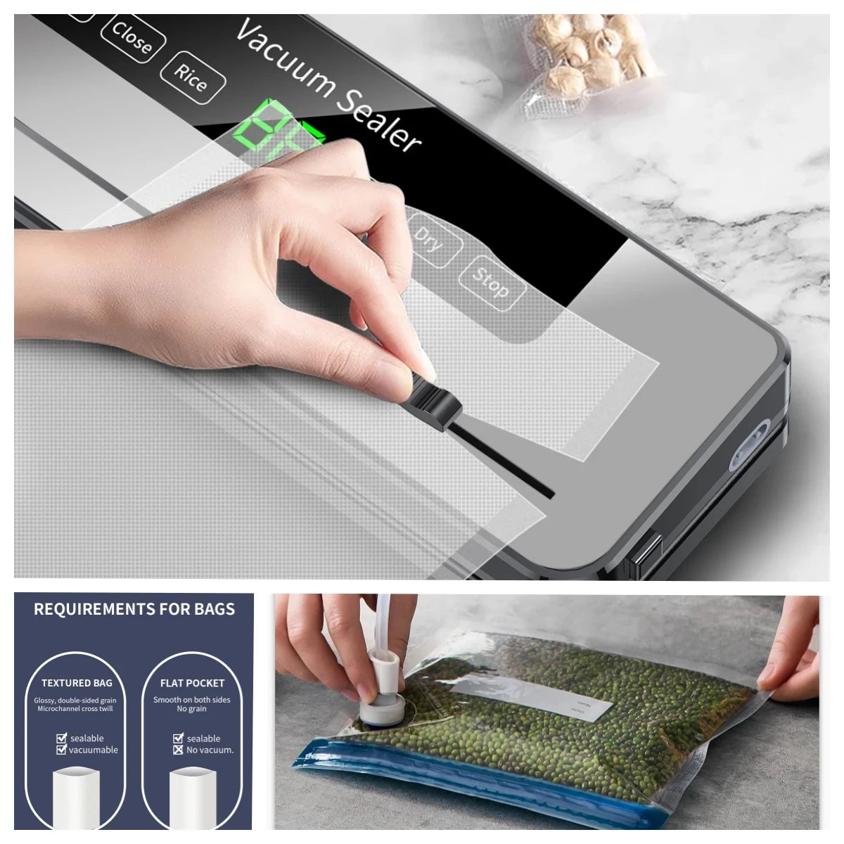 Electric Vacuum Sealer, Built-in Cutter Knife